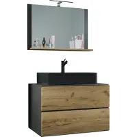 VCM 3-tlg Waschtisch Badmöbel Lendas 80 cm M Schublade