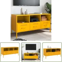 The Living Store TV-Schrank Senfgelb 100,5x39x50,5 cm Kaltgewalzter Stahl