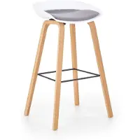 Halmar Hocker H-86 51x81x42cm gepolsterter Küchenhocker Barhocker weiß/grau/natur