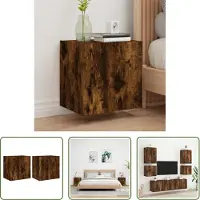 The Living Store TV-Wandschränke 2 Stk. Räuchereiche 40,5x30x40 cm Holzwerkstoff
