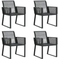 vidaXL Gartenstühle 4 Stk. Schwarz Poly Rattan