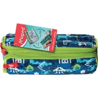 Maped Doppel-Schlamper-Etui XXL FANCY "BLUE PIXEL" dreieckige Form