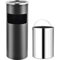 The Living Store Standaschenbecher 30 L Stahl Grau