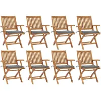 The Living Store Klappbare Gartenstühle mit Kissen 8 Stk. Massivholz Teak