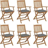 Syfax Klappbare Gartenstühle 6 Stk. mit Kissen Massivholz Akazie