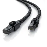 Primewire LAN-Kabel CAT 8 40 Gbit/s, Netzwerkkabel S/FTP PIMF geschirmt, Baumwollmantel, vergoldete RJ45-Stecker, Knickschutz, halogenfrei, Patchkabel, Ethernet, schwarz, 2 m