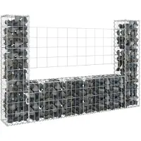 Super Merchant Gabionenkorb U-Form mit 2 Säulen Eisen 140x20x100 cm