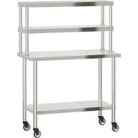 DKD Home Decor Küchen-Arbeitstisch mit Aufsatzboard 110x55x150 cm Edelstahl
