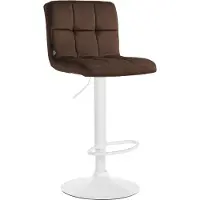 CLP Barhocker höhenverstellbar mit Lehne Peru, Barstuhl gepolstert Samtbezug, Tresenstuhl mit Metallgestell drehbar, Farbe: braun, Gestellfarbe: weiß