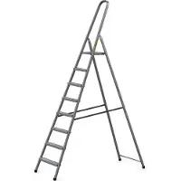 Drabest | Stahlleiter - Leiter - haushaltsleiter - leiter 8 stufen - Klapptritt - Stahl - Universal - bis 125 kg