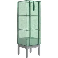 Syfax Hochbeet mit Gewächshaus-Aufsatz Rattan-Optik 40x40x140 cm
