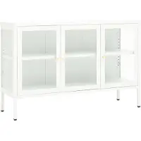 Syfax Sideboard Weiß 105x35x70 cm Stahl und Glas