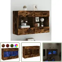 The Living Store TV-Wandschrank mit LED-Leuchten Räuchereiche 98,5x30x60,5 cm