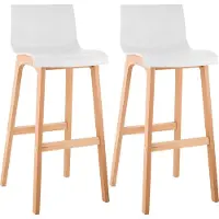 CLP Barhocker 2er Set mit Lehnen Hover, Barstühle mit Sitzen aus Kunststoff, Thekenhocker mit Gestellen aus stabilem Buchenholz, Farbe: weiß