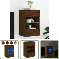 The Living Store TV-Wandschrank mit LED-Leuchten Braun Eichen-Optik 40x30x60,5cm
