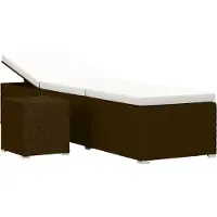 Syfax Sonnenliege mit Auflage und Teetisch Poly Rattan Braun
