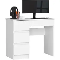 Akord Weißer Schreibtisch A-7 CLP PK mit 4 Schubladen für Büro und Zuhause 90 cm x 50 cm