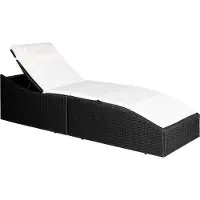 Syfax Sonnenliege mit Polsterauflage Poly Rattan Schwarz