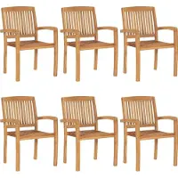 Syfax Stapelbare Gartenstühle mit Kissen 6 Stk. Massivholz Teak