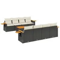 Syfax 9-tlg. Garten-Sofagarnitur mit Kissen Schwarz Poly Rattan