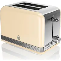 Swan Retro ST19010CNEU 2-Scheiben-Breitschlitz-Brottoaster, Vintage Design, 3 Fu
