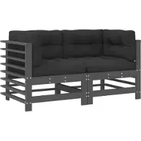 Syfax Ecksofas mit Kissen 2 Stk. Grau Massivholz Kiefer