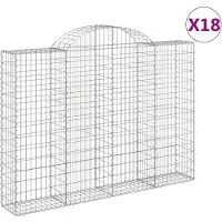 vidaXL Gabionen mit Hochbogen 18Stk. 200x30x140/160cm Verzinktes Eisen