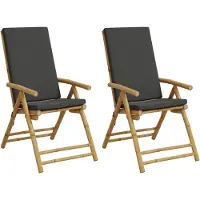 Syfax Gartenstühle Klappbar Verstellbar 2 Stk. mit Kissen Bambus
