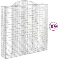 vidaXL Gabionen mit Hochbogen 9 Stk. 200x50x200/220cm Verzinktes Eisen
