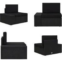 vidaXL Modulares Sofa Eckteil mit Armlehne (rechts) Poly Rattan Schwarz - Modular-Sofa-Eckteil - Modular-Sofa-Eckteile - Modulares Sofa-Eckteil - Modulares Sofa-Eckteile