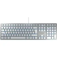Cherry KC 6000 Slim, Volle Größe (100%), Kabelgebunden, USB, AZERTY, Silber, Weiß