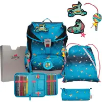 DERDIEDAS ErgoFlex Exklusiv "LED" Schulrucksack-Set 5-teilig mit Sportbeutel Rainbow Star