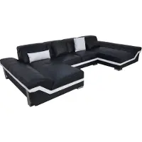 AEA Ledersofa Couch Wohnlandschaft Eck Garnitur Design Modern Sofa U-Form mit USB