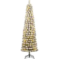 Black Box Trees Charlton Schmaler Künstlicher Weihnachtsbaum mit warm-weißer LED-Beleuchtungt -H260 x Ø63 cm - Grün Frosted