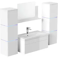 HOME DELUXE - Badmöbel-Set - WANGEROOGE BIG Weiß - X-Large - inkl. Waschbecken und komplettem Zubehör - Breite Waschbecken: ca. 80 cm I Badezimmermöbel Waschtisch Badmöbelset
