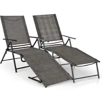 Costway 2er Set Sonnenliege klappbar, Gartenliege Liegestuhl mit verstellbarer Rückenlehne, Fußteil & atmungsaktivem Sitzstoff, bis 150kg Braun