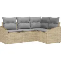 Syfax Gartensofa-set 4 stk. Beige und Hellgrau Poly-Rattan