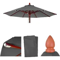 Mendler Ersatz-Bezug für Gastronomie Holz-Sonnenschirm HWC-C57, Sonnenschirmbezug, rund Ø4m Polyester anthrazit