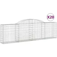 vidaXL Gabionen mit Hochbogen 20 Stk. 300x30x80/100cm Verzinktes Eisen