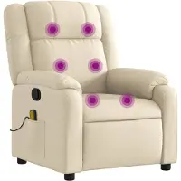 Syfax Massagesessel Creme Stoff mit manueller Liegefunktion 77x95x99 cm