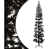 Syfax Künstlicher Halb-Weihnachtsbaum Ständer Schlank Schwarz 180 cm