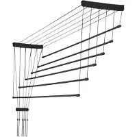 Kadax Deckenwäschetrockner "Torp", Deckentrockner Traglast 12kg, 6 Stäbe, 140 cm, schwarz
