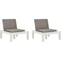Syfax Gartenstühle mit Auflagen 2 Stk. Kunststoff Weiß