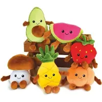 Jemini - Fruity's 024144 Kiste mit 6 Obst- und Gemüsesorten aus Plüsch, +/-17 cm