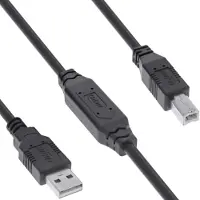 InLine USB 2.0 Aktiv-Kabel, USB-A Stecker zu USB-B Stecker, 7.5m, 7,5 m, USB A, Mini-USB B, USB 2.0, 0,48 Gbit/s, Schwarz