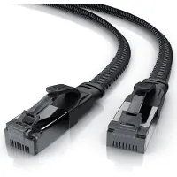 Primewire CAT 8.1 Netzwerkkabel Flach 40 Gbits, Baumwollmantel, LAN Kabel Patchkabel, Gigabit RJ45 Ethernet Cable, Flachbandkabel, Verlegekabel - 1m