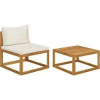 The Living Store 2-tlg. Garten-Sofagarnitur mit Auflage Massivholz Akazie