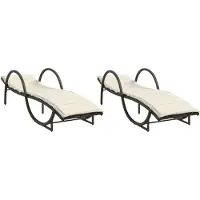 Syfax Sonnenliegen 2 Stk. mit Auflagen Braun Poly Rattan