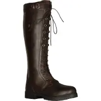 Moretta - Damen Landstiefel "Teramo", Spitze, Leder ER1879 (37 EU Weit) (Dunkelbraun)