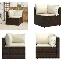 vidaXL Garten Ecksofa mit Kissen Braun Poly Rattan - Ecksofa - Ecksofas - Sofa - Outdoor Sofa